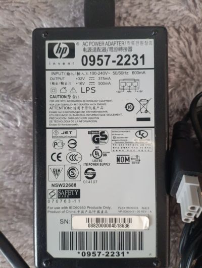 Лот: 22491994. Фото: 1. Блок питания принтера HP 3pin... Корпуса, блоки питания