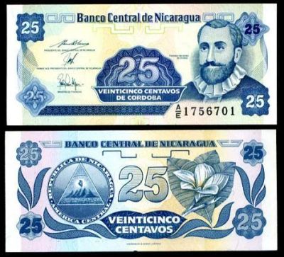 Лот: 9142458. Фото: 1. Никарагуа/25 сентаво/P170/1991... Америка