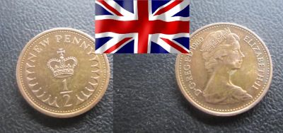 Лот: 19234080. Фото: 1. Великобритания 1/2 нового пенни... Великобритания и острова