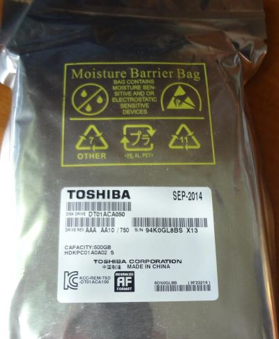 Лот: 5435235. Фото: 1. HDD Toshiba SATA-III 500 GB, 3... Жёсткие диски (HDD)