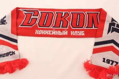 Лот: 13365330. Фото: 1. Шарф ХК Сокол бело-красный. Спортивная символика и атрибутика