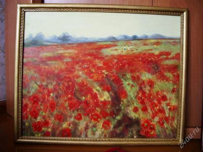 Лот: 1520066. Фото: 1. Картина "Маковое поле" масло. Произведения