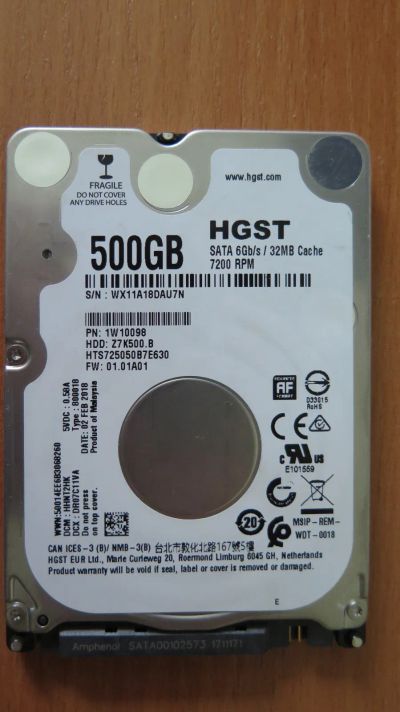 Лот: 25359703. Фото: 1. Жесткий диск HGST Travelstar Z7K500... Жёсткие диски (HDD)