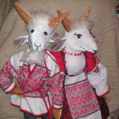 Лот: 4798690. Фото: 1. парочка коза и козлик. Авторские куклы, игрушки, поделки
