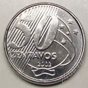 Лот: 1588229. Фото: 1. Бразилия. 50 сентаво 2002г. Толстая... Америка