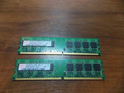 Лот: 7050071. Фото: 1. 2 планки 1gb 2rx8 pc2-5300u-555-12. Оперативная память