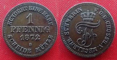 Лот: 24888555. Фото: 1. (№655-Ө/5Б/LN) 1 пфенниг 1872... Германия и Австрия