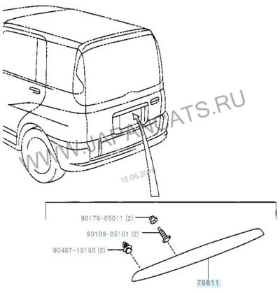 Лот: 7708461. Фото: 1. Молдинг задней двери Toyota FunCargo... Кузов