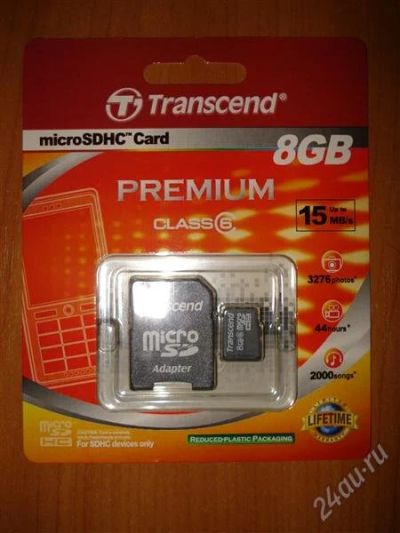 Лот: 1299997. Фото: 1. Карта памяти MicroSDHC 8GB class... Карты памяти