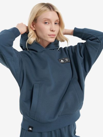 Лот: 25549417. Фото: 1. Худи женское оверсайз Kappa, Синий. Другое (спортивная одежда)