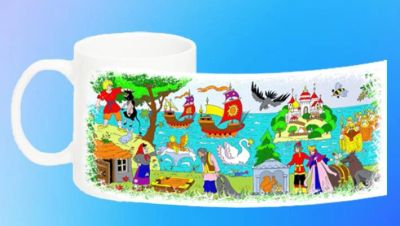 Лот: 6977156. Фото: 1. Кружка "Русские сказки" №01 белая... Сувенирные мелочи