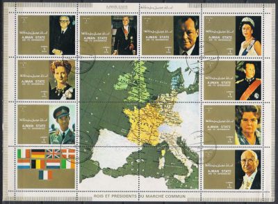 Лот: 24943835. Фото: 1. 1973. Аджман. Европейские лидеры. Марки