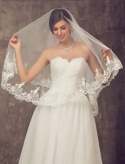 Лот: 6156410. Фото: 1. Фата свадебная айвори. Нежный... Фаты, вуали, шляпки