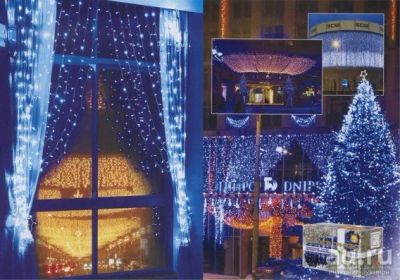 Лот: 14292226. Фото: 1. Уличная штора 925 LED 2,4*3м синяя... Гирлянды, шарики, новогодние аксессуары