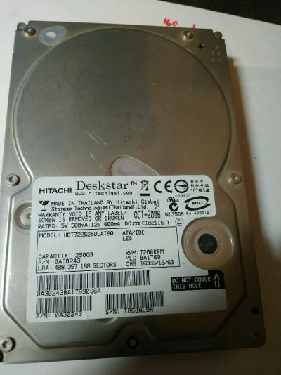 Лот: 10461899. Фото: 1. Hitachi Deskstar 250Gb IDE. Жёсткие диски (HDD)