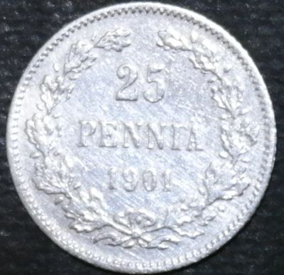 Лот: 11785012. Фото: 1. Русская Финляндия. 25 пенни. Серебро. Остальные страны