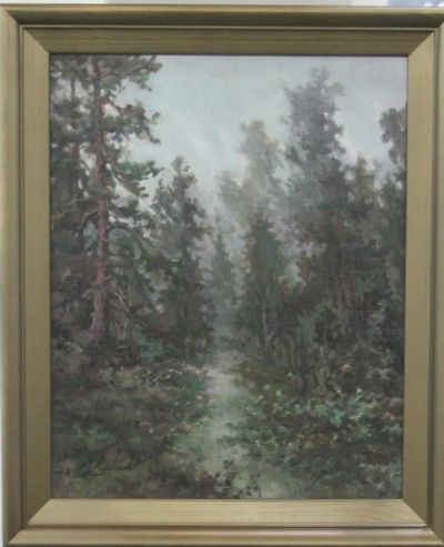 Лот: 24567035. Фото: 1. Картина "Дождь в тайге" 40х50... Картины, рисунки