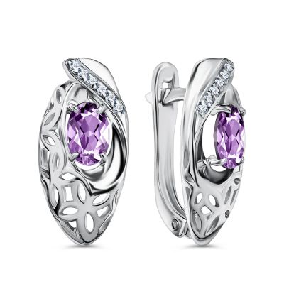 Лот: 23872494. Фото: 1. Серебряные серьги с ювелирными... Серьги, каффы