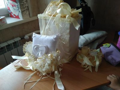 Лот: 9834562. Фото: 1. свадебные банк,подушка для колец... Свадебная атрибутика и декор