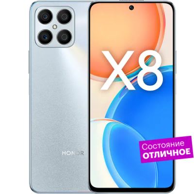 Лот: 22221376. Фото: 1. Смартфон HONOR X8 128GB Титановый... Смартфоны