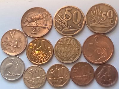 Лот: 21378780. Фото: 1. Набор монет ЮАР, 12 шт., разные... Наборы монет