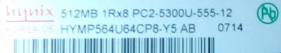 Лот: 8278237. Фото: 1. Hynix 512MB 1RX8 PC2-5300U-555-12... Оперативная память