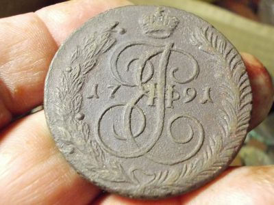 Лот: 16719957. Фото: 1. Редкие 5 копеек 1791 года, АМ... Россия до 1917 года