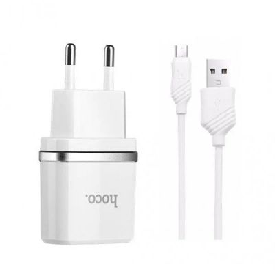 Лот: 16172922. Фото: 1. СЗУ USB x 2 + microUSB 2.4A Hoco... Зарядные устройства, блоки питания, адаптеры сетевые для смартфонов