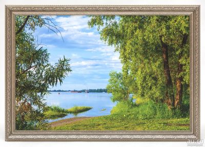 Лот: 17349358. Фото: 1. Фотокартина - река Енисей. Предметы интерьера и быта
