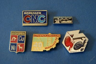 Лот: 5825529. Фото: 1. Значки " Норильск " 5 шт ( №2930... Сувенирные