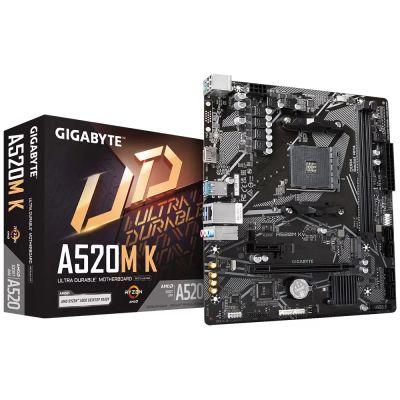 Лот: 21985291. Фото: 1. Материнская плата GigaByte A520M... Материнские платы
