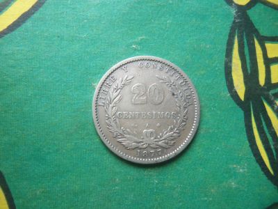 Лот: 15808197. Фото: 1. Уругвай 20 сентесимо 1877 г. Серебро... Америка