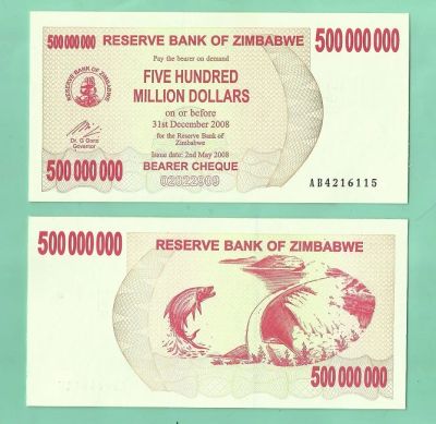 Лот: 4296341. Фото: 1. Зимбабве. 500 миллионов долларов... Африка