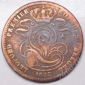 Лот: 889732. Фото: 1. Бельгия. 2 цент 1848г. (2). Европа