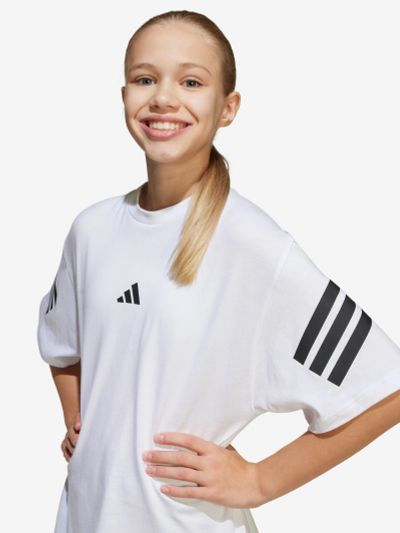 Лот: 25642495. Фото: 1. Футболка для девочек adidas, Белый. Другое (спортивная одежда)