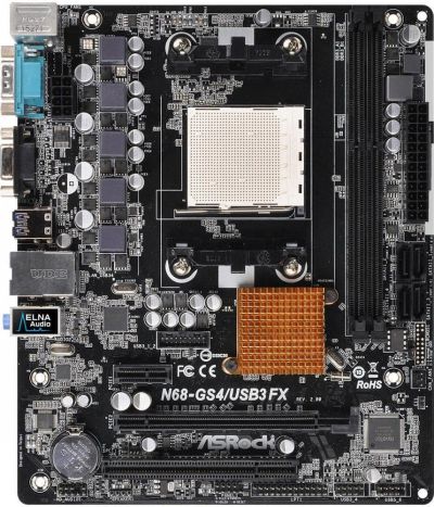 Лот: 11021048. Фото: 1. ASrock n68-gs4 fx r2.0. AM3+. Материнские платы