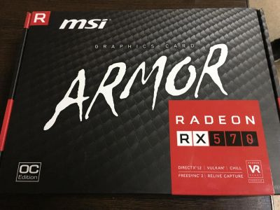 Лот: 10084239. Фото: 1. MSI radeon RX 570 armor 4gb OC. Видеокарты