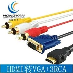 Лот: 3508262. Фото: 1. HDMI на RCA или VGA кабель новый... Шлейфы, кабели, переходники