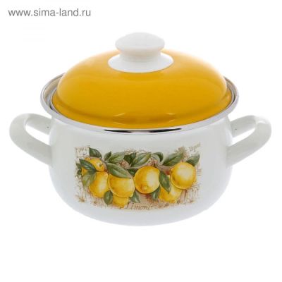 Лот: 18106623. Фото: 1. Кастрюля эмалированная 2,1 л Лимоны... Кастрюли