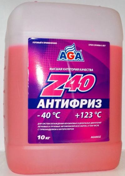 Лот: 6905525. Фото: 1. Антифриз AGA -40, красный 10л. Масла, жидкости