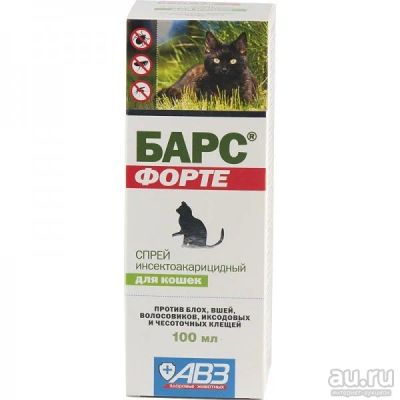 Лот: 16213745. Фото: 1. Спрей Барс Форте для кошек инсектоакарицидный... Косметика для животных