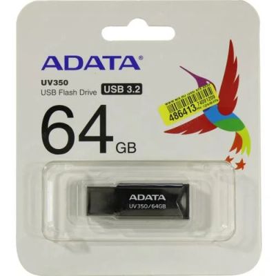 Лот: 18894392. Фото: 1. Флешка ADATA UV350 AUV350-64G-RBK... USB-флеш карты