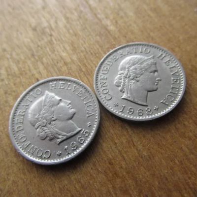 Лот: 25550425. Фото: 1. Монета 5 рапп пять Швейцария 1965... Европа