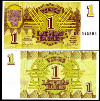 Лот: 4334603. Фото: 1. Латвия. 1 рублис 1992 г. UNC... Европа