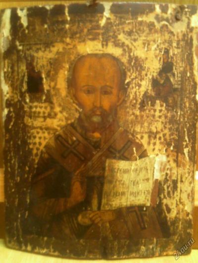 Лот: 5426749. Фото: 1. Икона Николай - чудотворец , 19-й... Иконы
