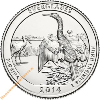 Лот: 4758037. Фото: 1. США 25 центов 2014 год Эверглейдс... Америка