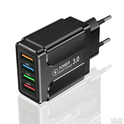 Лот: 18240766. Фото: 1. Зарядное устройство 220В 4x USB... Зарядные устройства, блоки питания, адаптеры сетевые для смартфонов