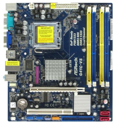 Лот: 17534198. Фото: 1. Мат. плата ASRock G41C-VS LGA775... Материнские платы