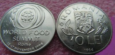 Лот: 8064430. Фото: 1. Румыния 10 лей 1996 саммит ФАО... Европа
