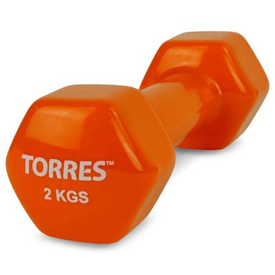Лот: 22365302. Фото: 1. Гантель 2 кг Torres металл в виниловой... Гантели